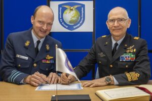 On Wednesday 15th January 2020 a ceremony took place at the European Air Group offices at RAF High Wycombe to handover the position of the Director of the European Air Group (DEAG) from Lieutenant General Alberto Rosso, Chief of Staff of the Italian Air Force to Major-General Frederik Vansina, Commander of the Belgian Air Component. The European Air Group, formed as the Franco-British European Air Group in 1995 and formally established as the European Air Group in 1998. It involves the seven key European Air Forces working together to improve capability through interoperability. The EAG undertakes projects and studies in order to identify realistic ways to improve the interoperability between member nations.