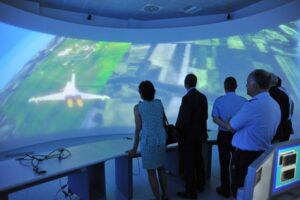 I rappresentanti dellENAC in visita al simulatore TWR 3D del traffico aereo