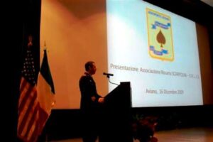 Il Col Zampella durante il suo discorso alle Autorità