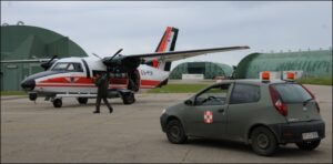 Il velivolo Let L 410 UVP delle Guardie di Confine Estoni giunto a Brindisi