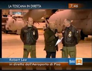 screen della tv, toscana in diretta - aeroporto di Pisa