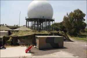 Uno scorcio dei moduli di comando e controllo rischierati a Licola