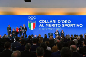Nella Sala delle Armi sono stati consegnati i Collari d'Oro del Coni alla presenza del Presidente del Coni Giovanni Malagò e del Sottosegretario alla Presidenza del Consiglio con delega allo Sport Giancarlo Giorgetti Foto di Ferdinando Mezzelani e Luca Pagliaricci GMT (c)